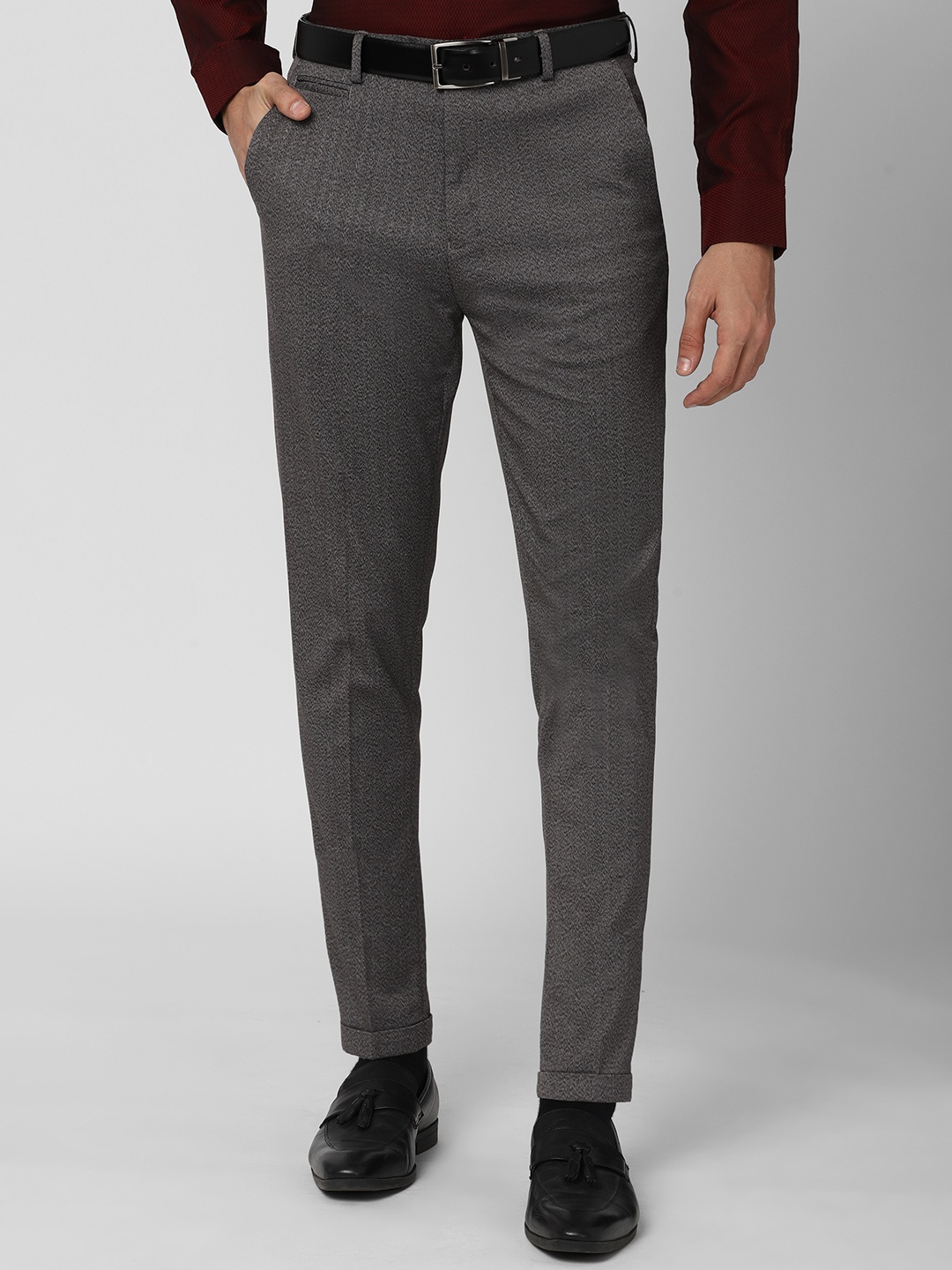 

Peter England Men Brown Solid Formal Trousers