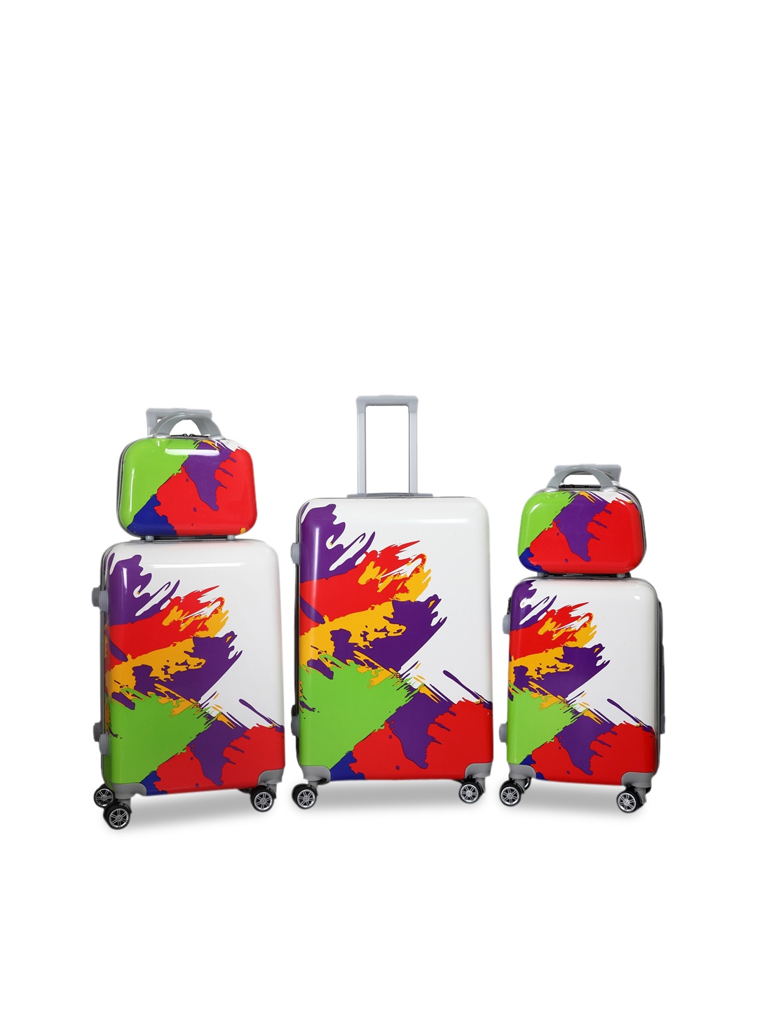 

Polo Class Set Of 5 Hard-Sided Trolley Suitcases & Vanity Bags, White