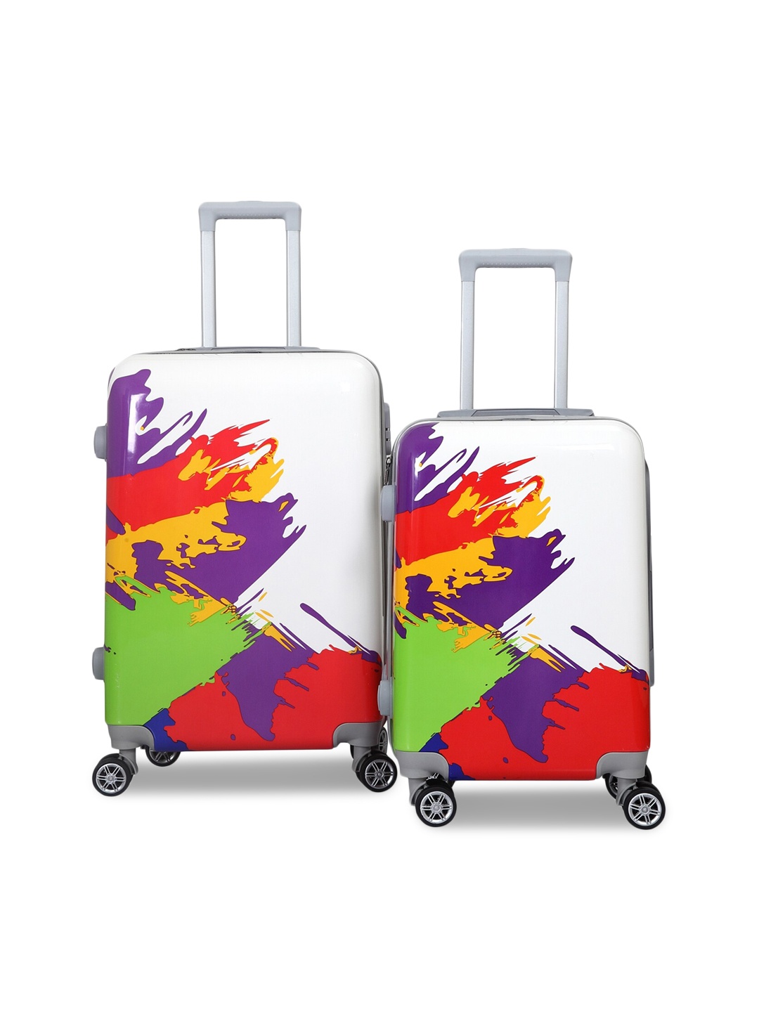 

Polo Class Set Of 2 Multicolor Printed Hard-Sided Trolley Suitcases, Green