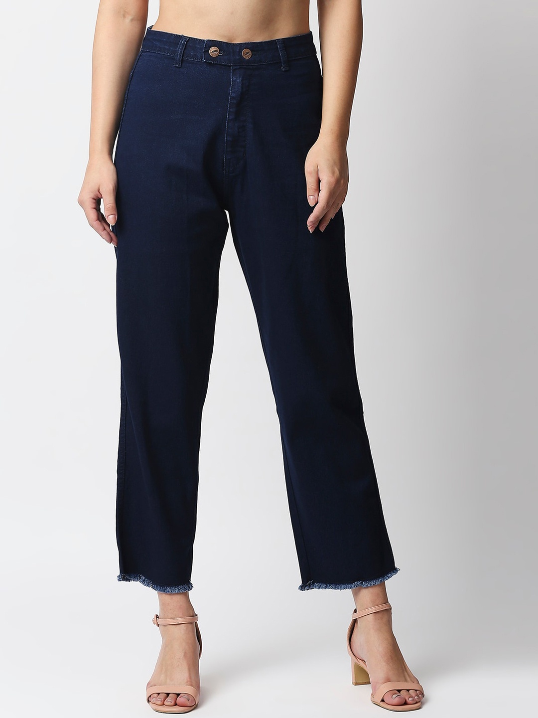 

High Star Women Blue Wide Leg High-Rise Stretchable Jeans