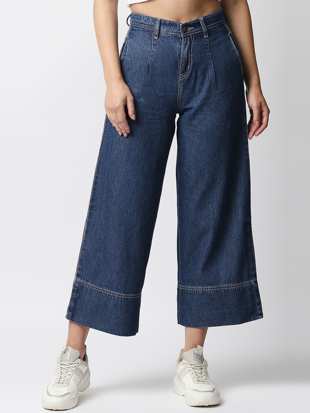 

High Star Women Blue Wide Leg High-Rise Jeans