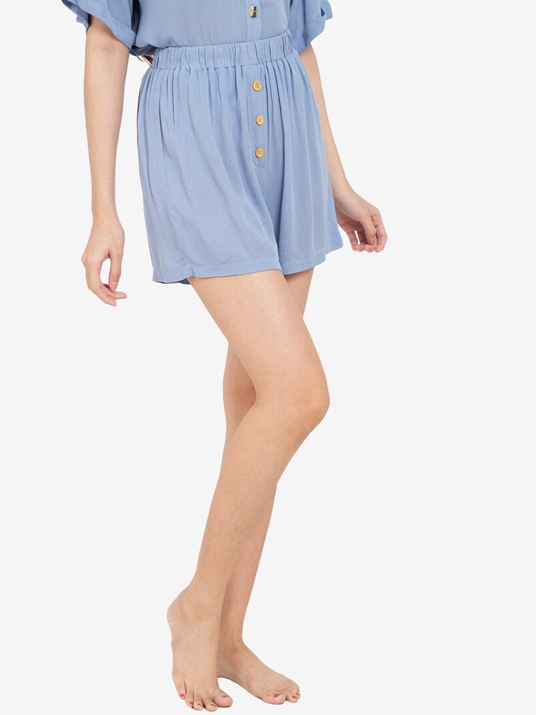 

ZALORA BASICS Women Blue High-Rise Lounge Shorts