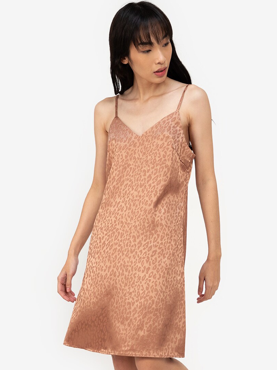 

ZALORA BASICS Brown Animal A-Line Mini Dress