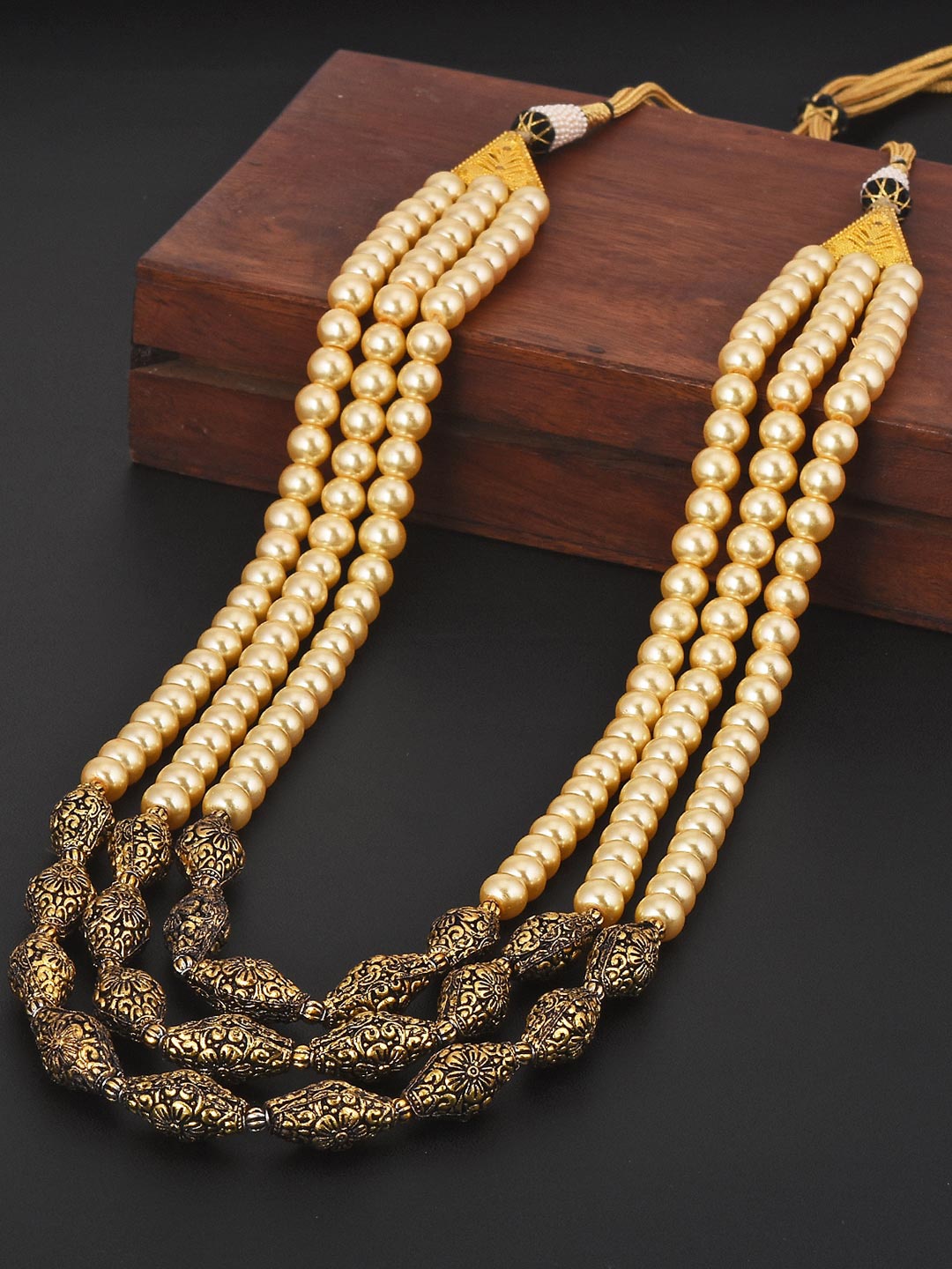 

Tistabene Gold-Plated Traditional Antique Pearls Necklace