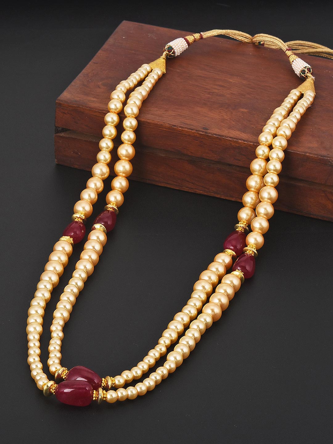 

Tistabene Gold-Toned & Maroon Pearls Necklace