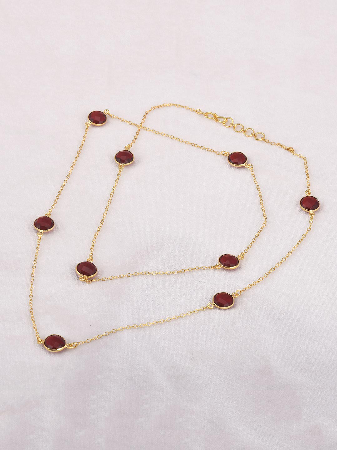 

Tistabene Gold-Toned & Red Round Shaped Stones Studded Gold-Plated Necklace