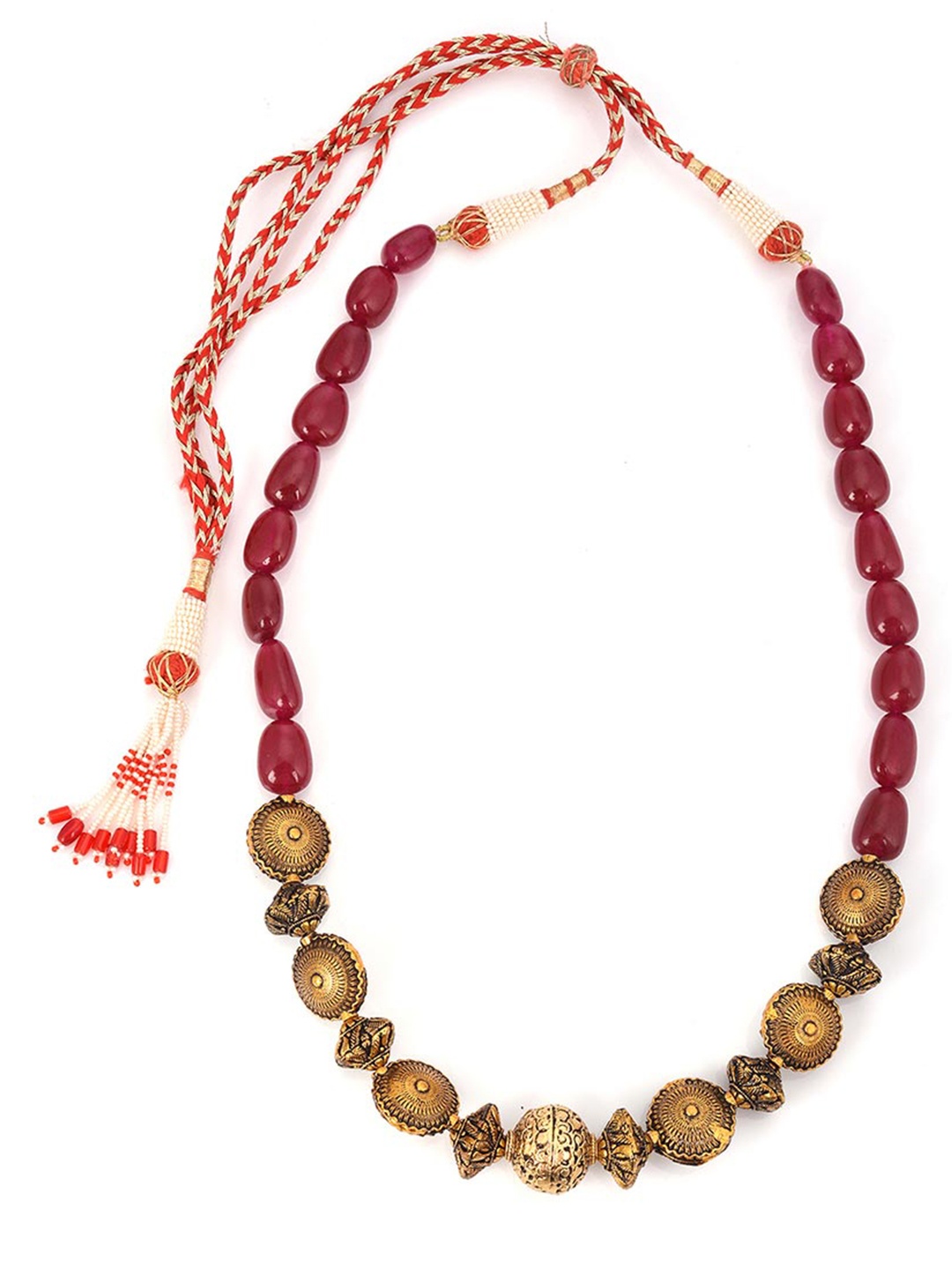 

Tistabene Gold-Toned & Red Antique Stones Gold-Plated Necklace