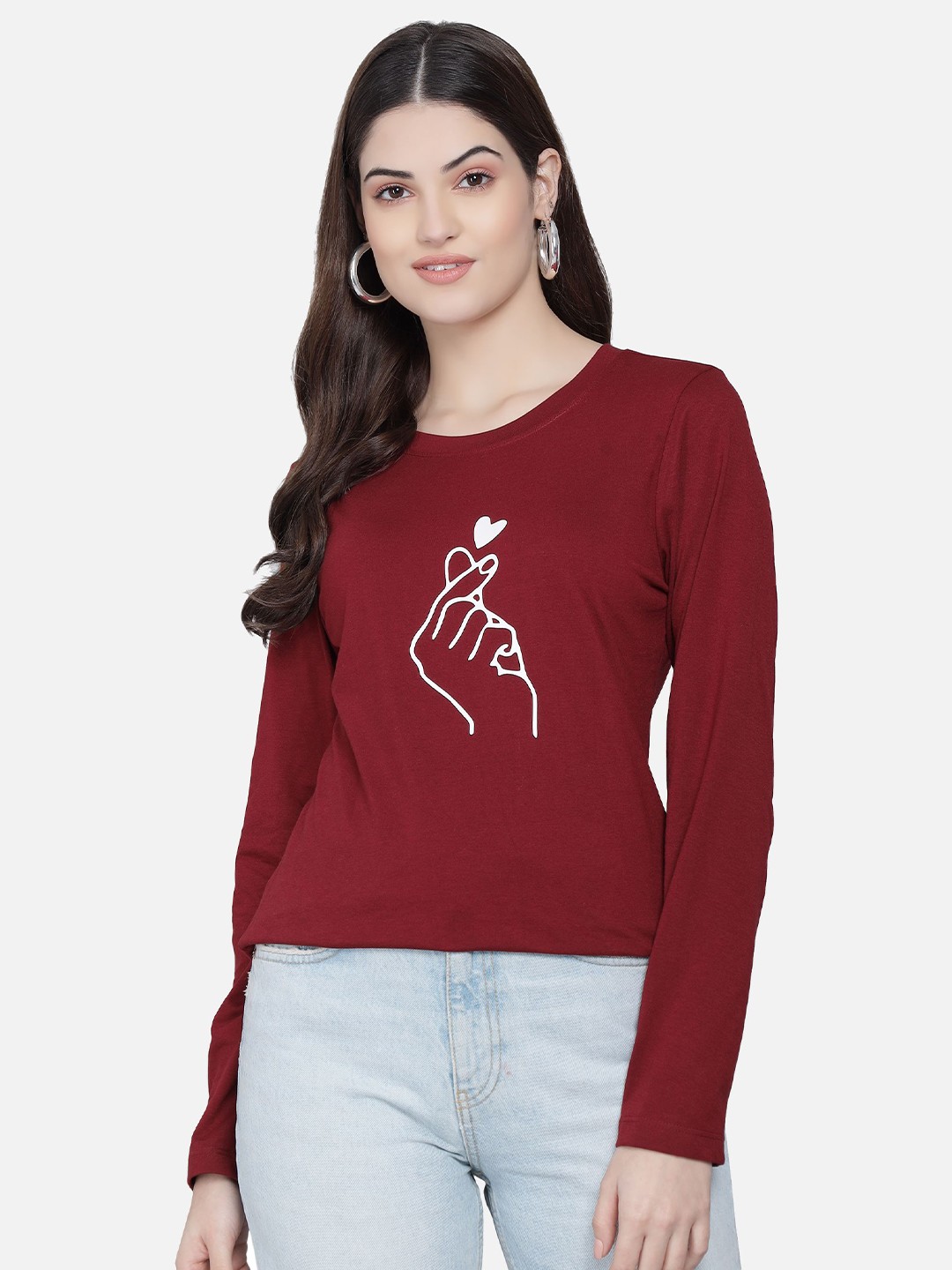 

PockMAN Women Maroon Printed T-shirt