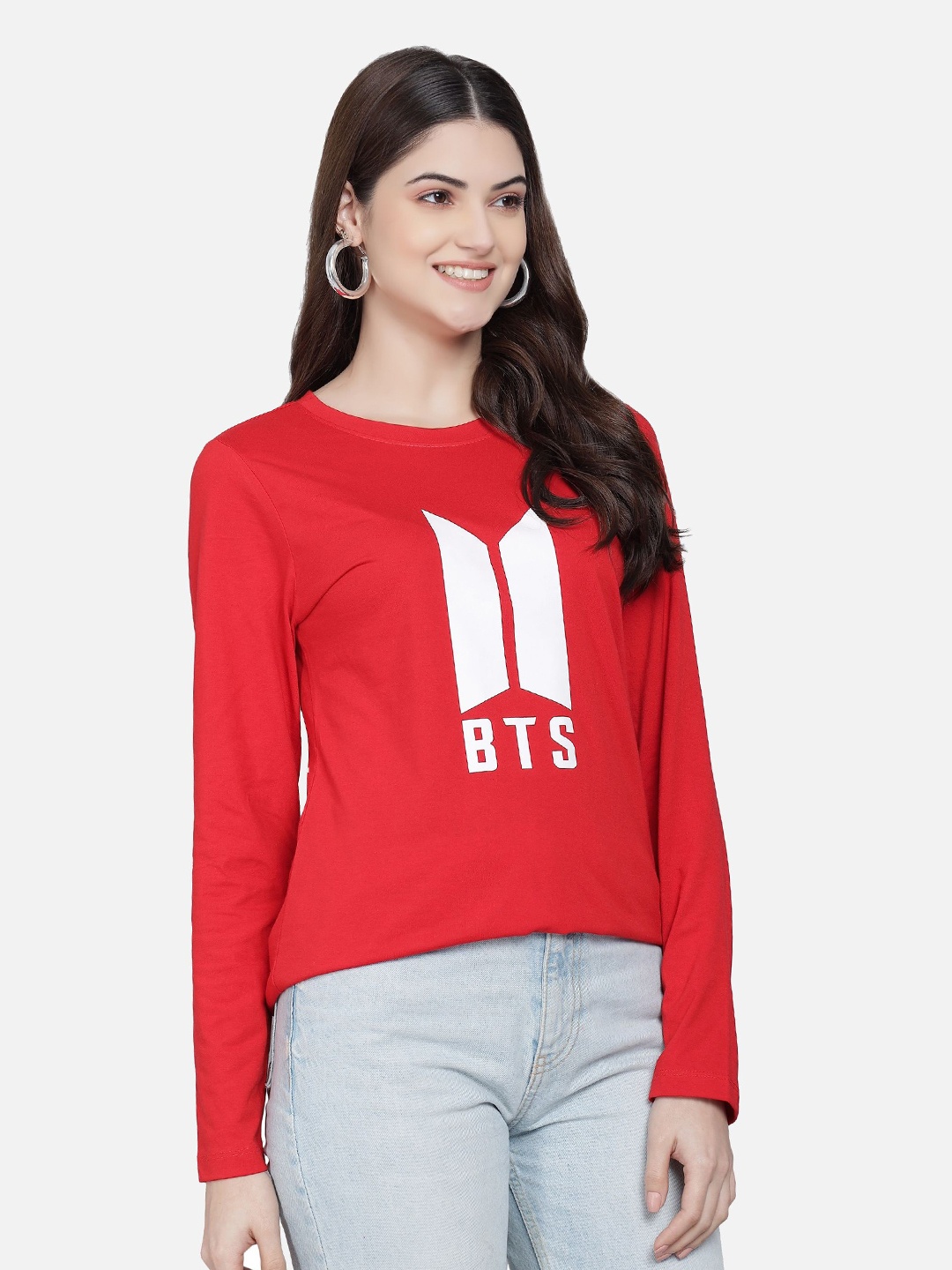 

PockMAN Women Red & White Typography Printed T-shirt
