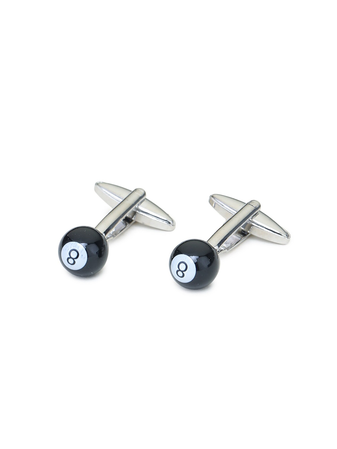 

ELLIS Men Black & Silver-Toned Round Cufflink