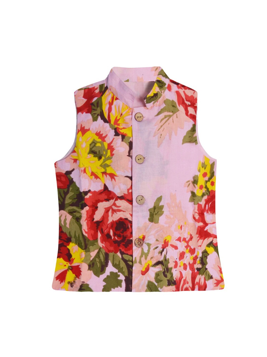 

A.T.U.N. Boys Pink & Yellow Printed Pure Cotton Woven Nehru Jackets
