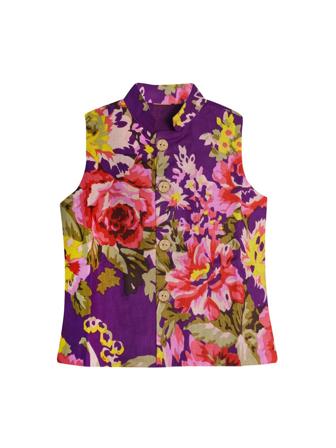 

A.T.U.N. Boys Violet & Pink Printed Pure Cotton Nehru Jacket