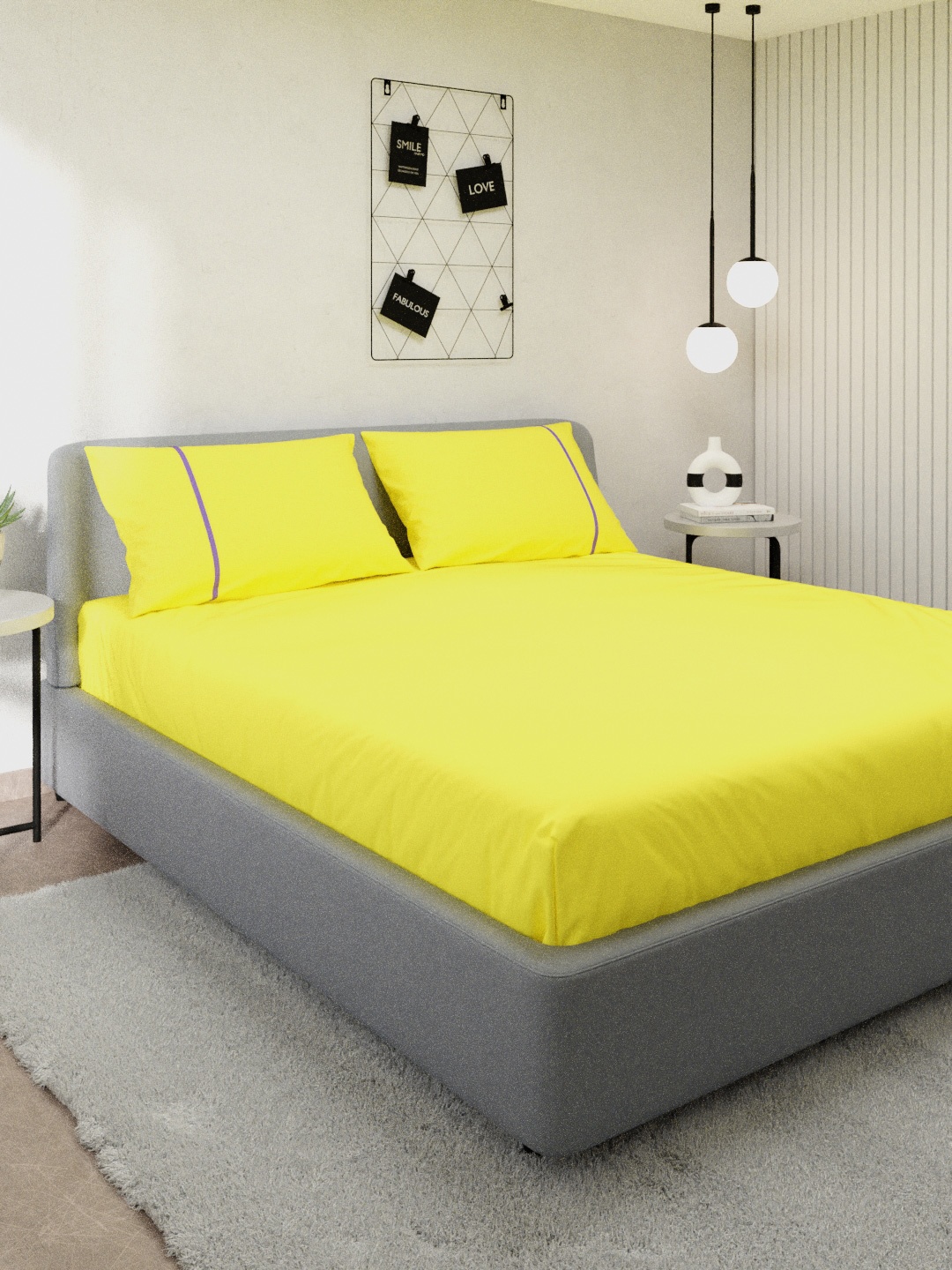 

Stoa Paris Yellow Solid 144 TC Cotton Queen Size Bedsheet with 2 Pillow Covers