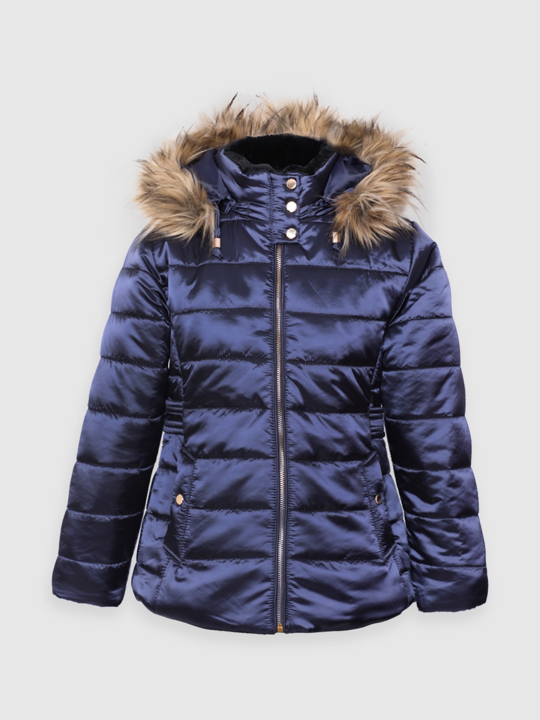 

LURE JUNIOR Girls Navy Blue Crop Puffer Jacket