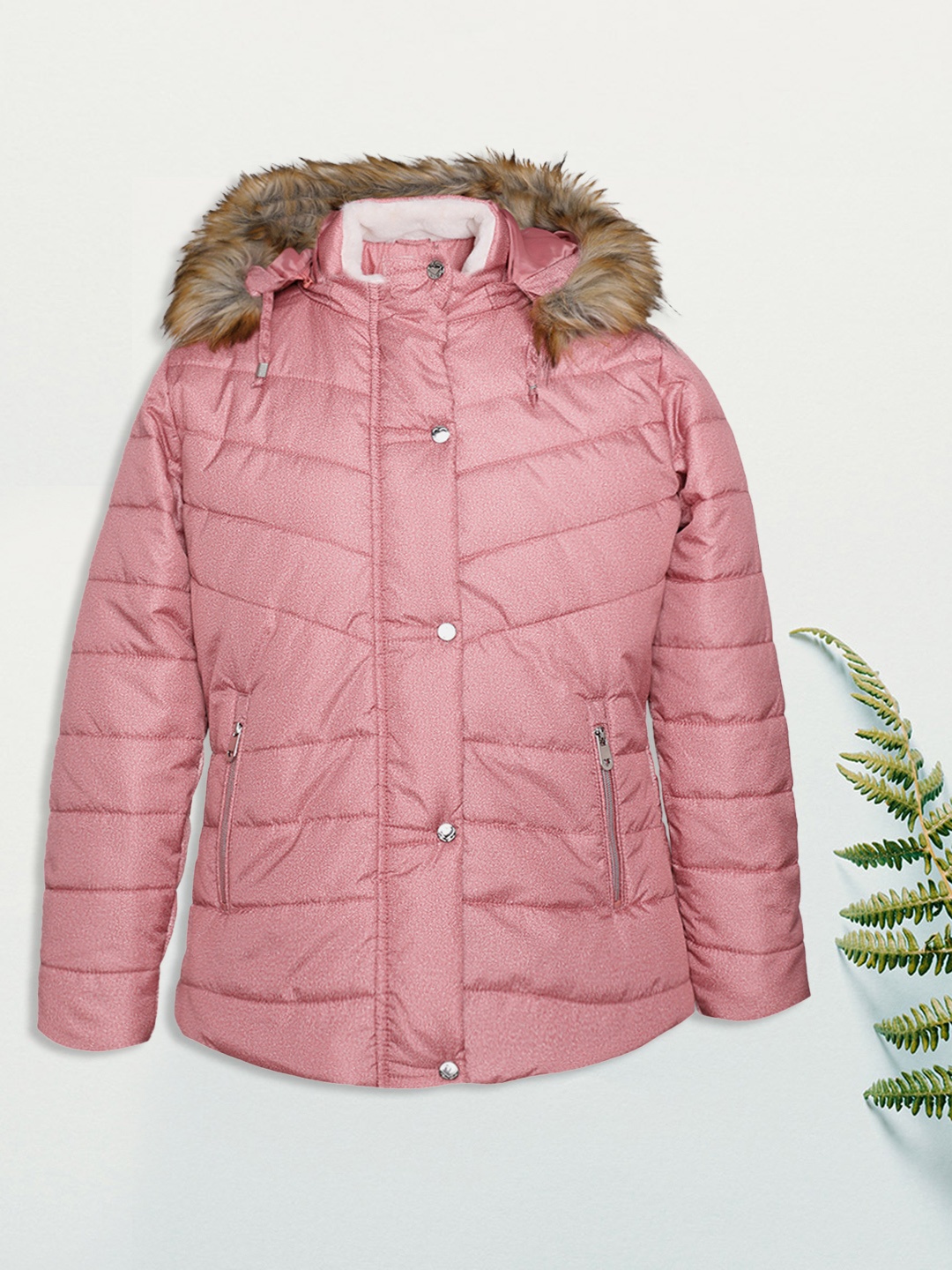

LURE JUNIOR Girls Peach-Coloured Colourblocked Longline Padded Jacket