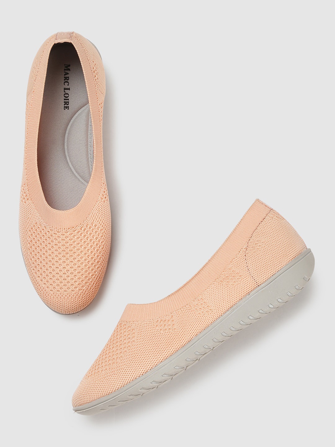 

Marc Loire Women Peach-Coloured Woven Design Slip-On Sneakers