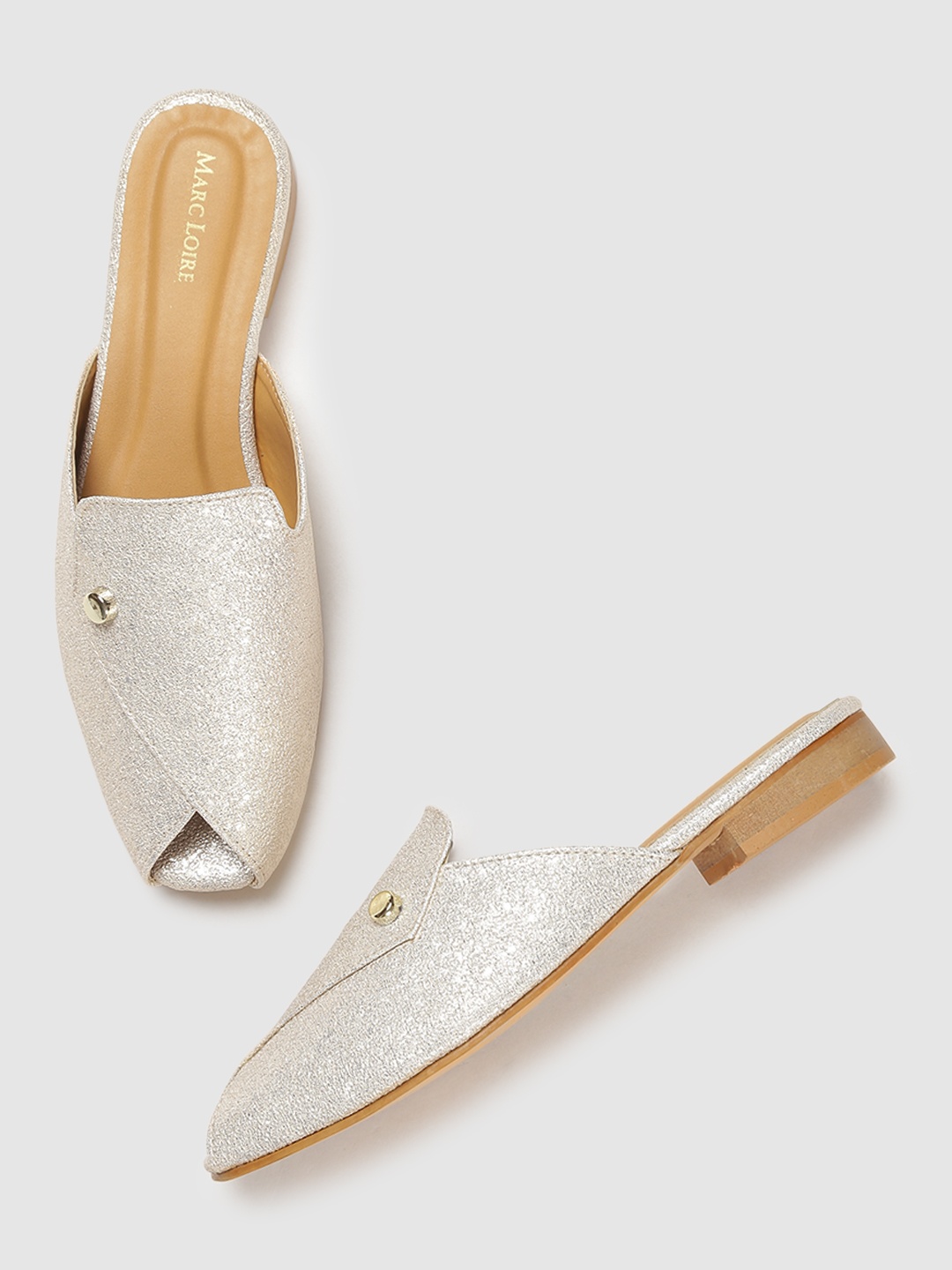 

Marc Loire Women Gold-Toned Textured Mules