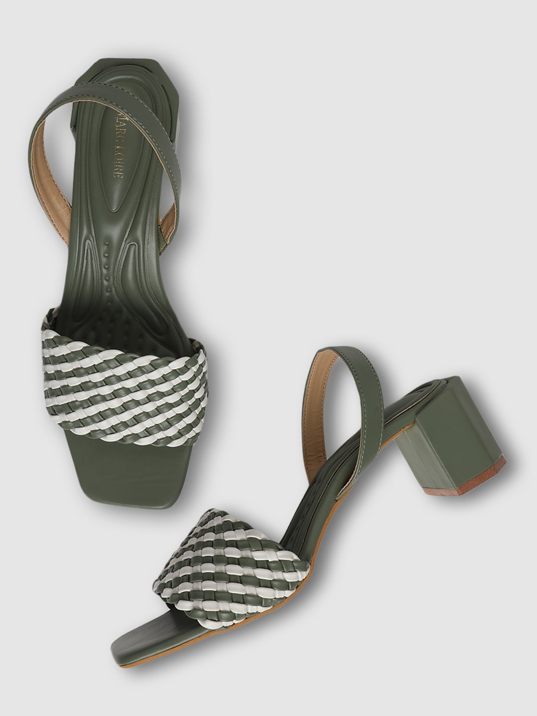 

Marc Loire Women Olive Green & White PU Block Heels