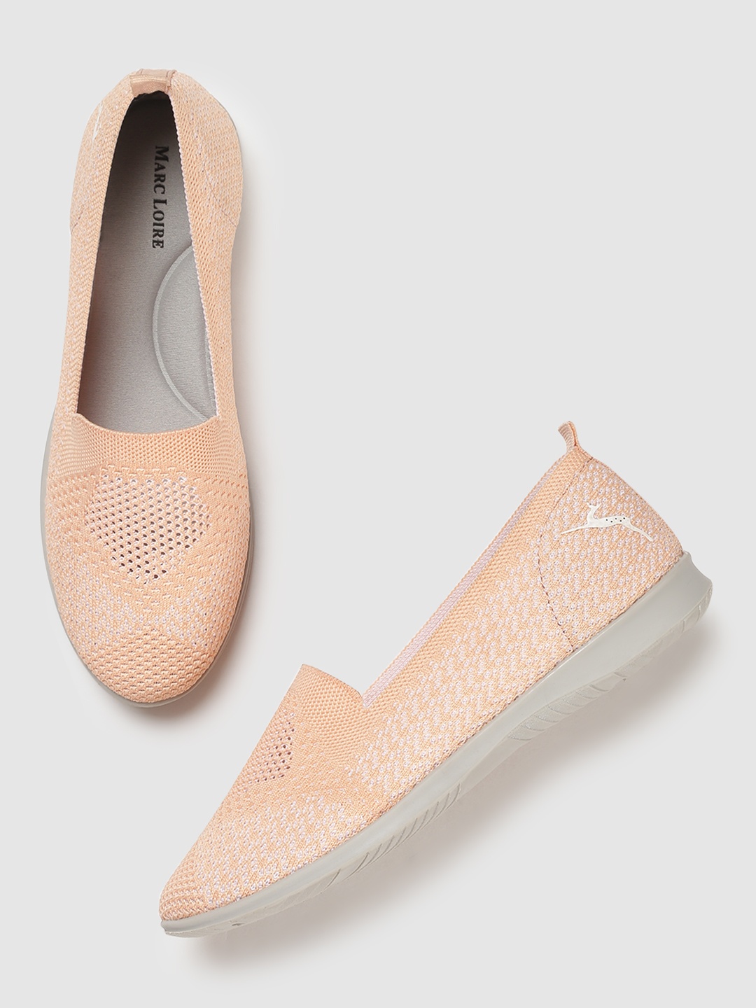 

Marc Loire Women Peach-Coloured Woven Design Slip-On Sneakers