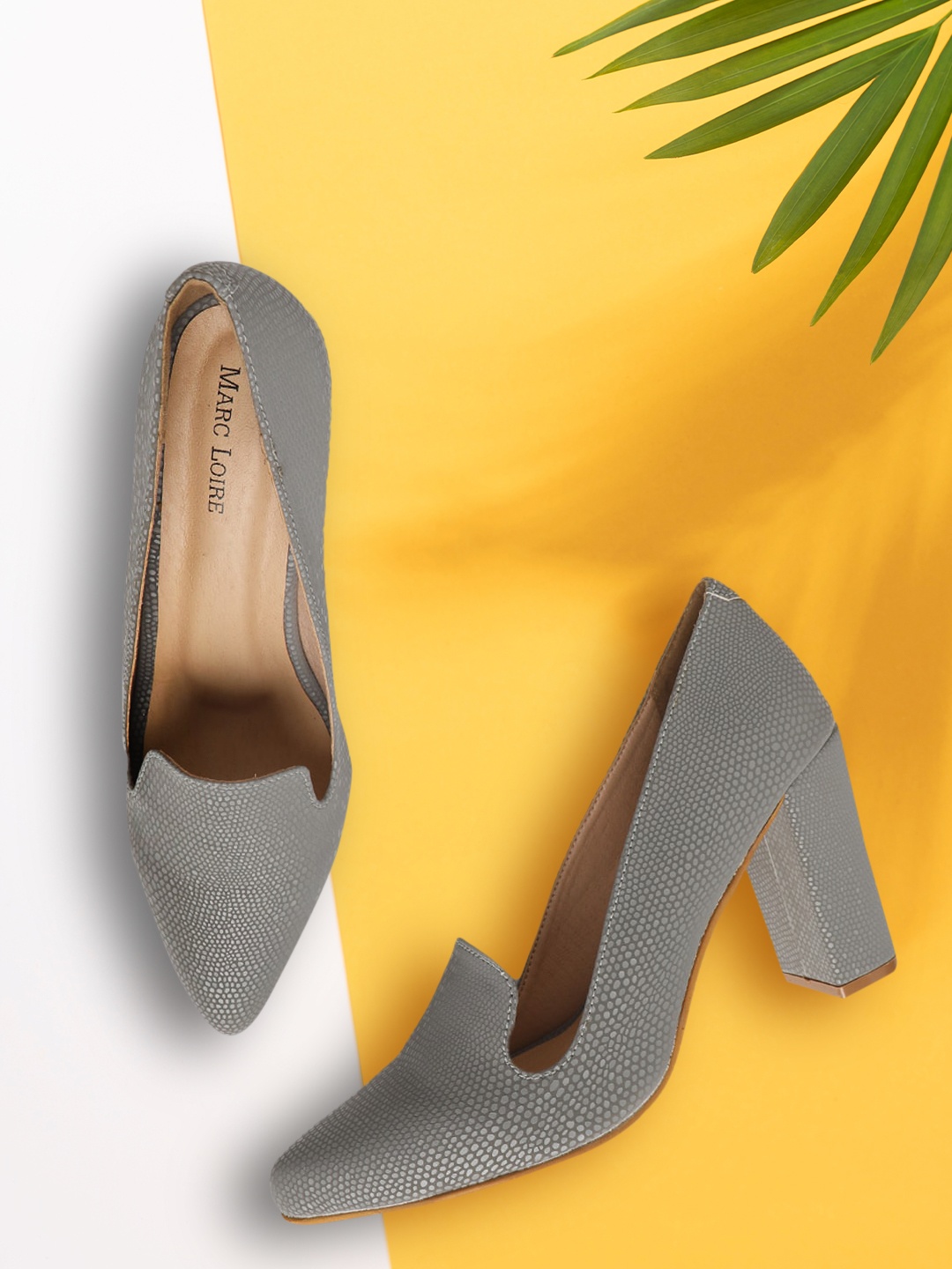 

Marc Loire Grey PU Work Block Pumps