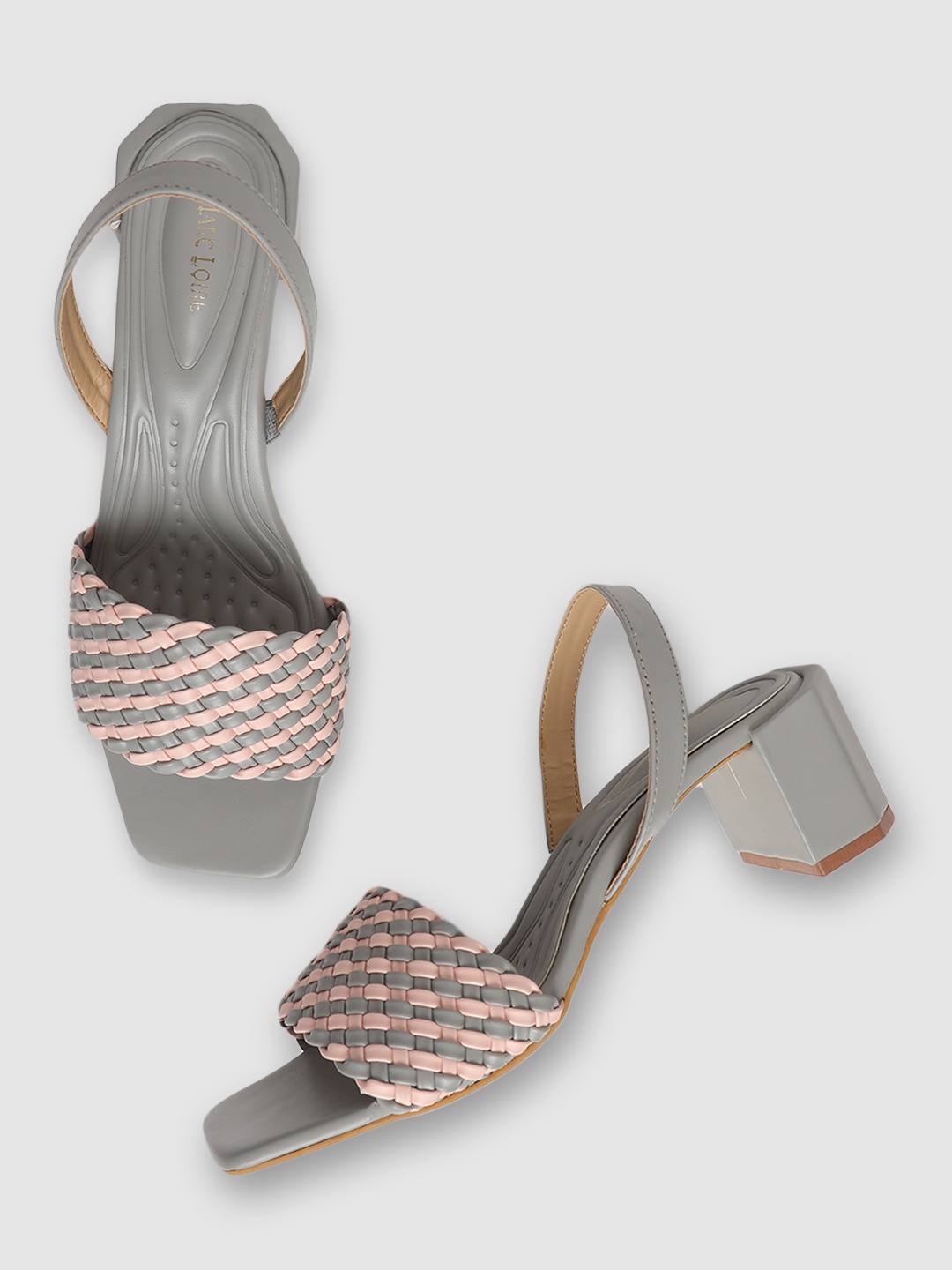 

Marc Loire Women Pink & Grey PU Block Heels