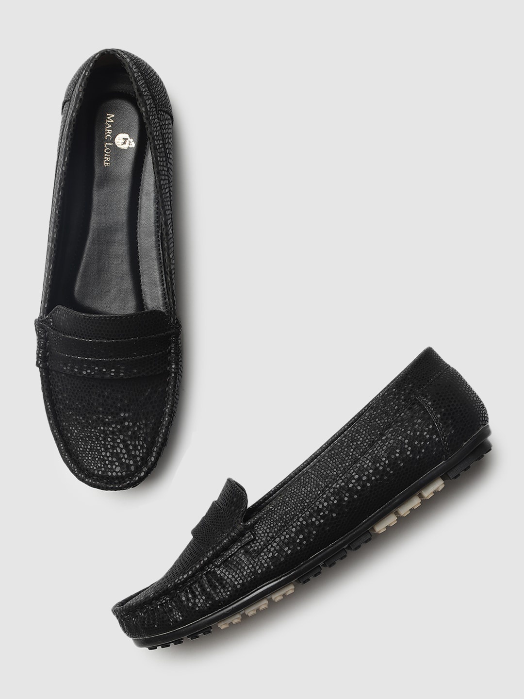 

Marc Loire Women Black Textured PU Penny Loafers