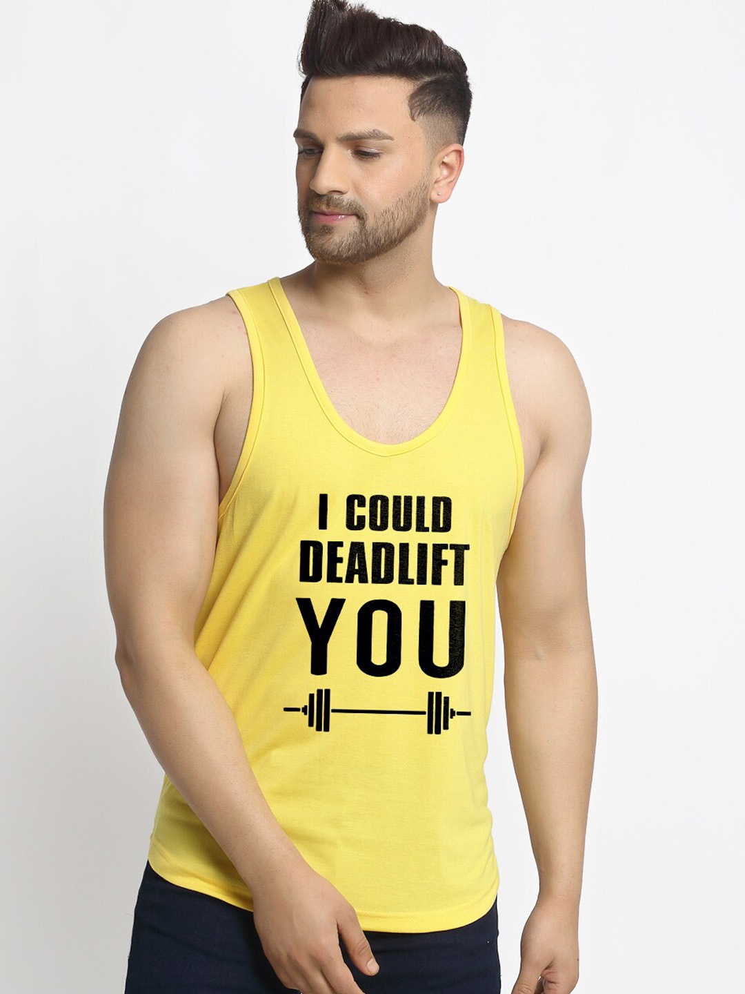 

Friskers Men Yellow Printed Pure Cotton Innerwear Vests