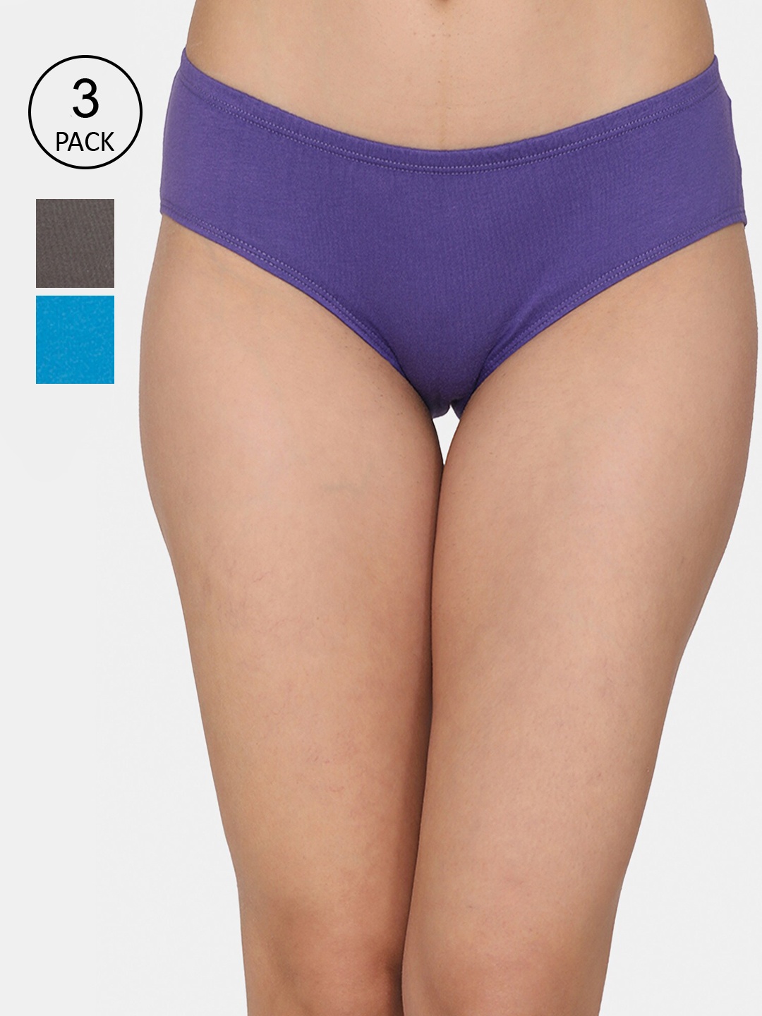 

Zivame Women Pack of 3 Assorted Solid Hipster Briefs ZI2665FASHASRTD