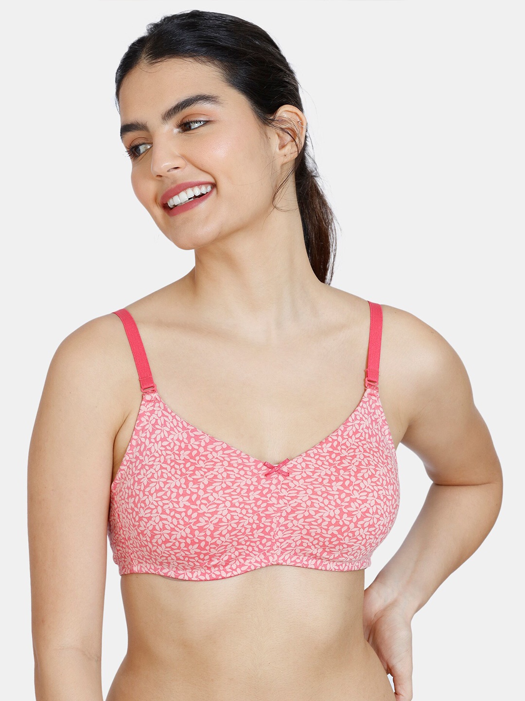 

Rosaline by Zivame Red & White Floral T-Shirt Bra