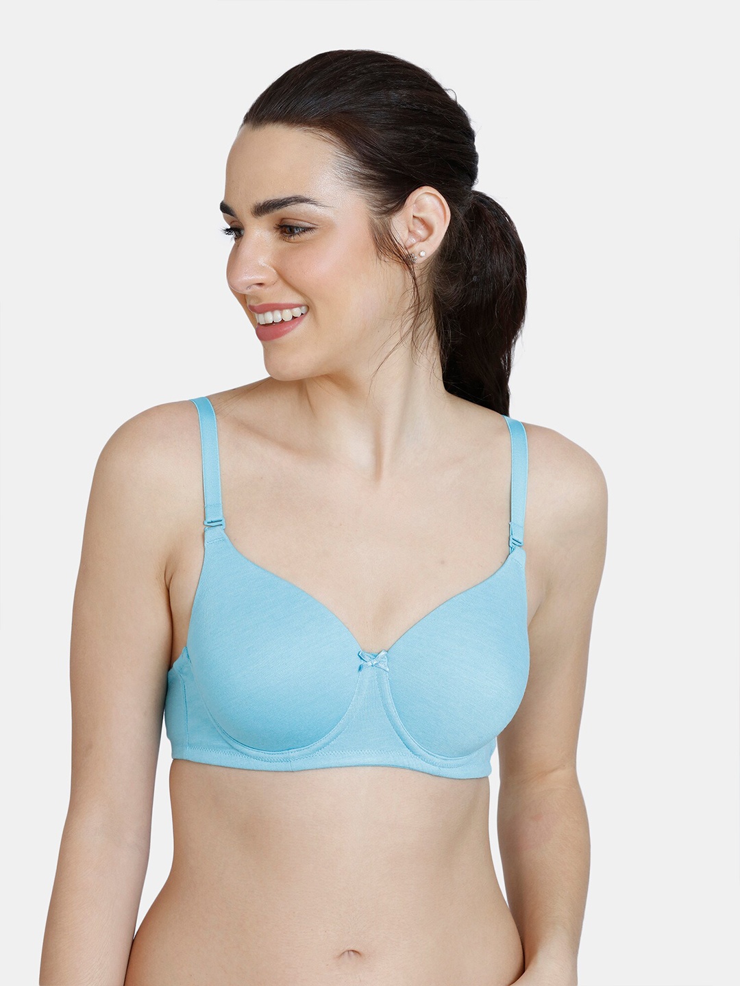 

Rosaline by Zivame Women Blue Underwired Lightly Padded Seamless T-Shirt Bra