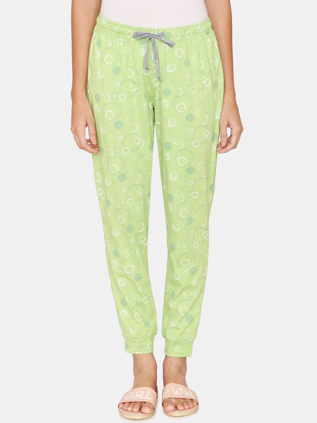 

Rosaline by Zivame Women Green Printed Cotton Lounge Pants