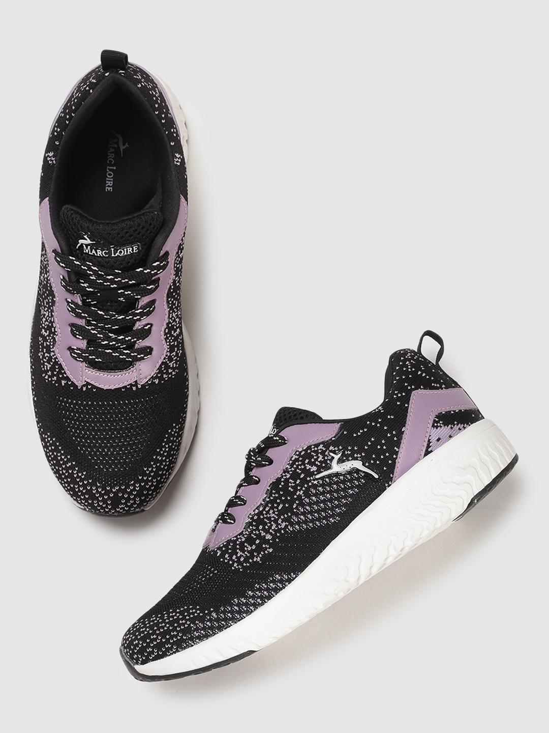 

Marc Loire Women Black & Purple Woven Design Lightweight Sneakers
