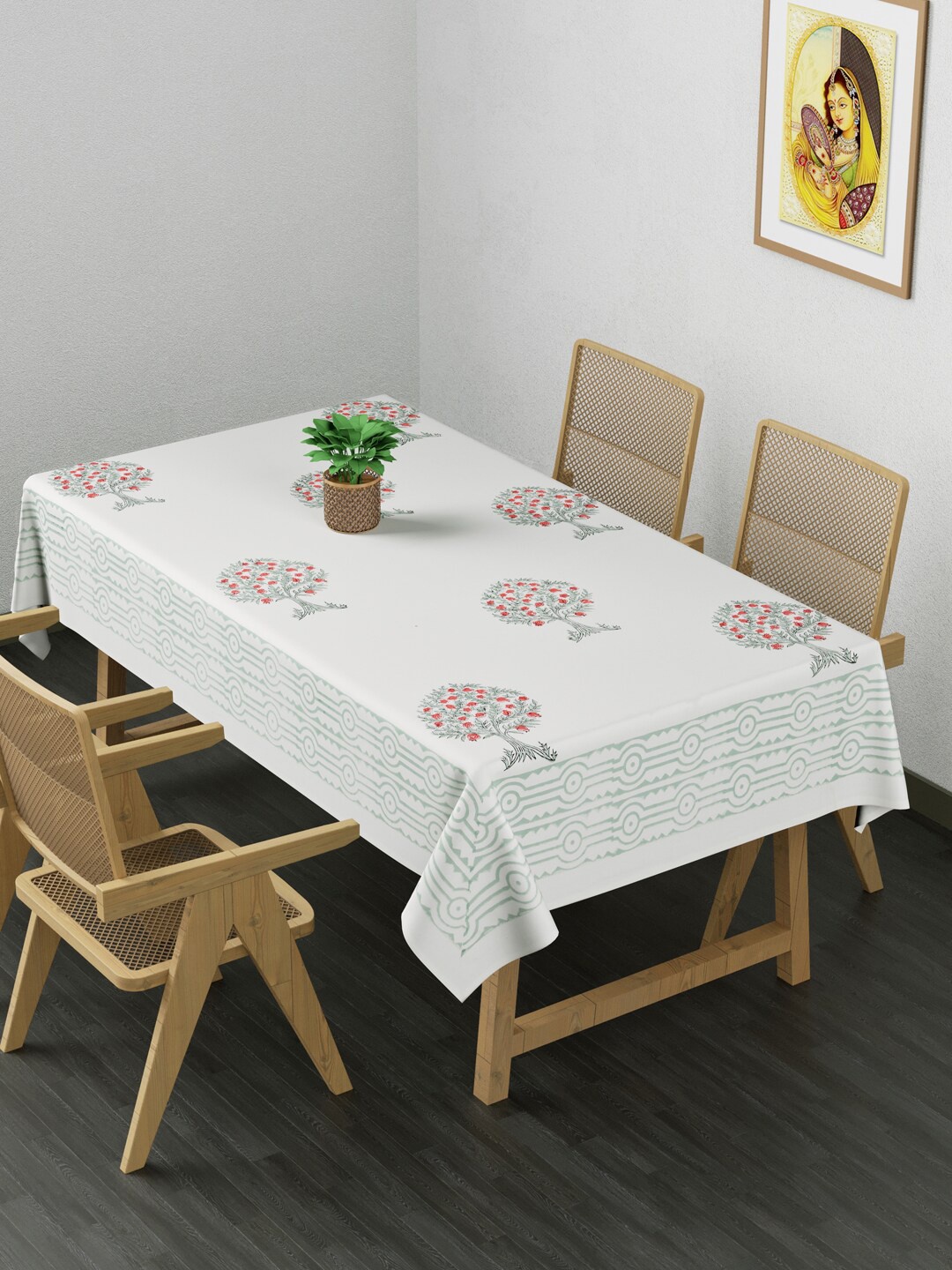 

Gulaab Jaipur White Printed 4-Seater Table Cover