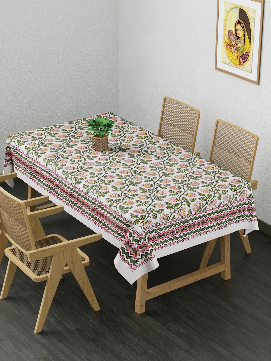 

Gulaab Jaipur Gulaab Jaipur Off White & Green 6-Seater Rectangular Cotton Table Cover