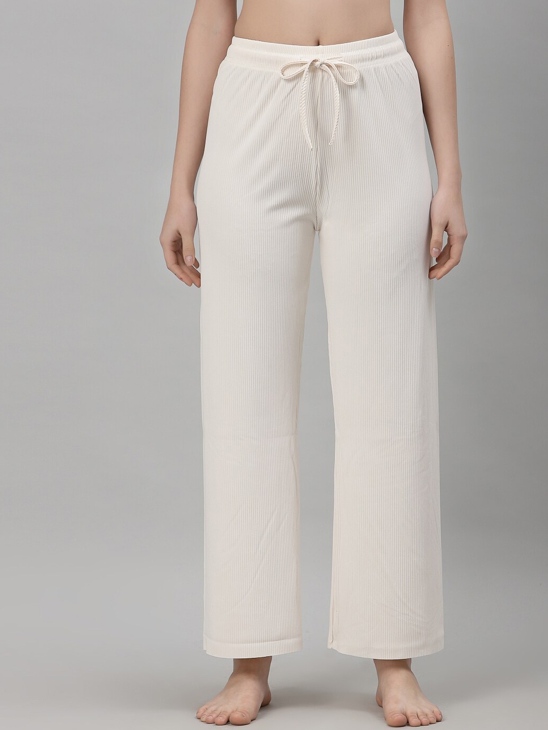 

NEUDIS Women White Solid Flared Lounge Pants