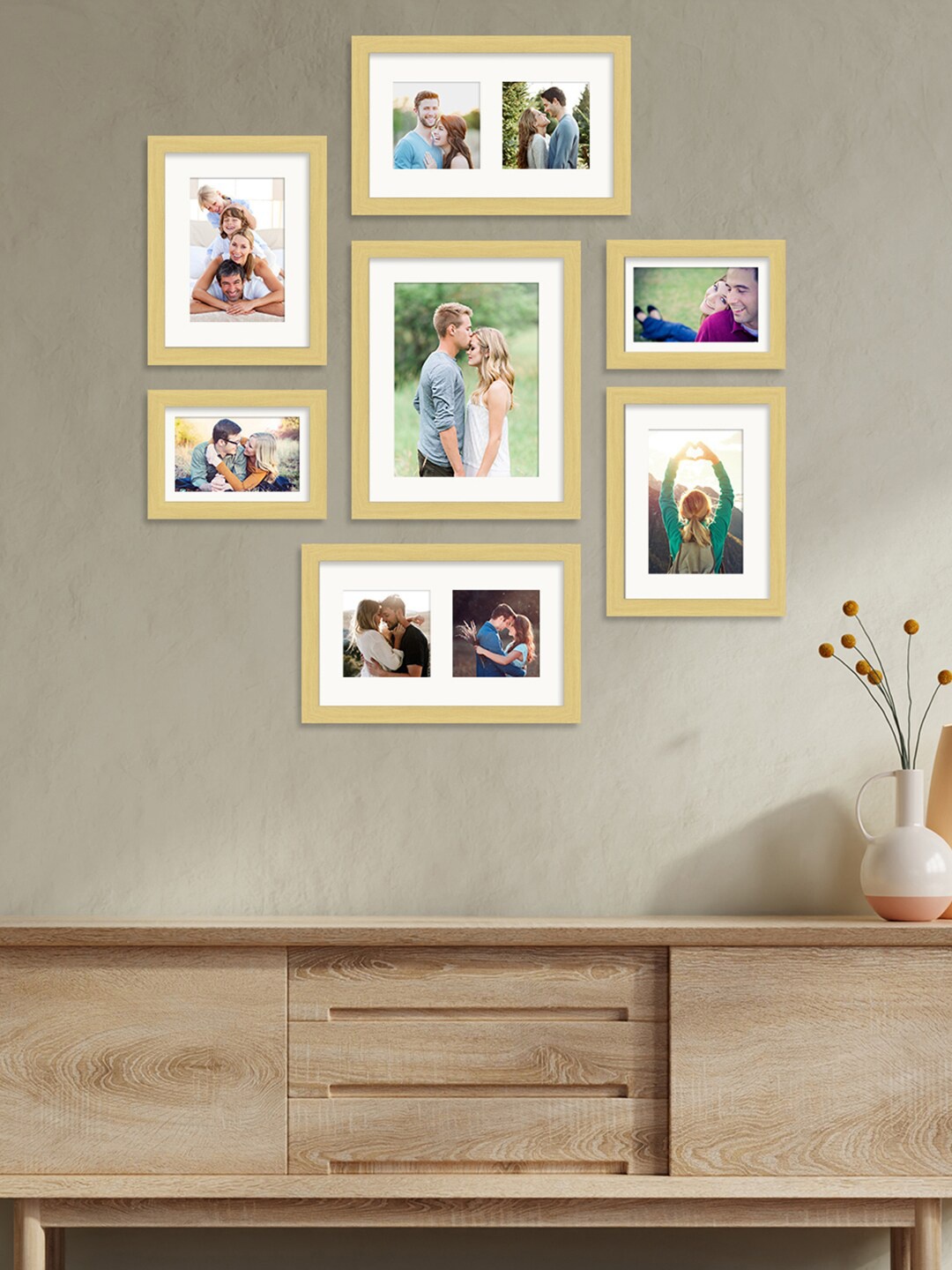 

Art Street Set Of 7 Wall Photo Frames, Beige