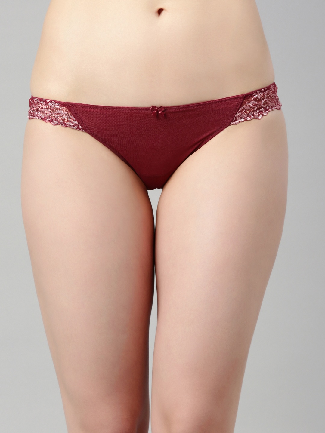 

Enamor Women Red Self Design Lace Basic Brief