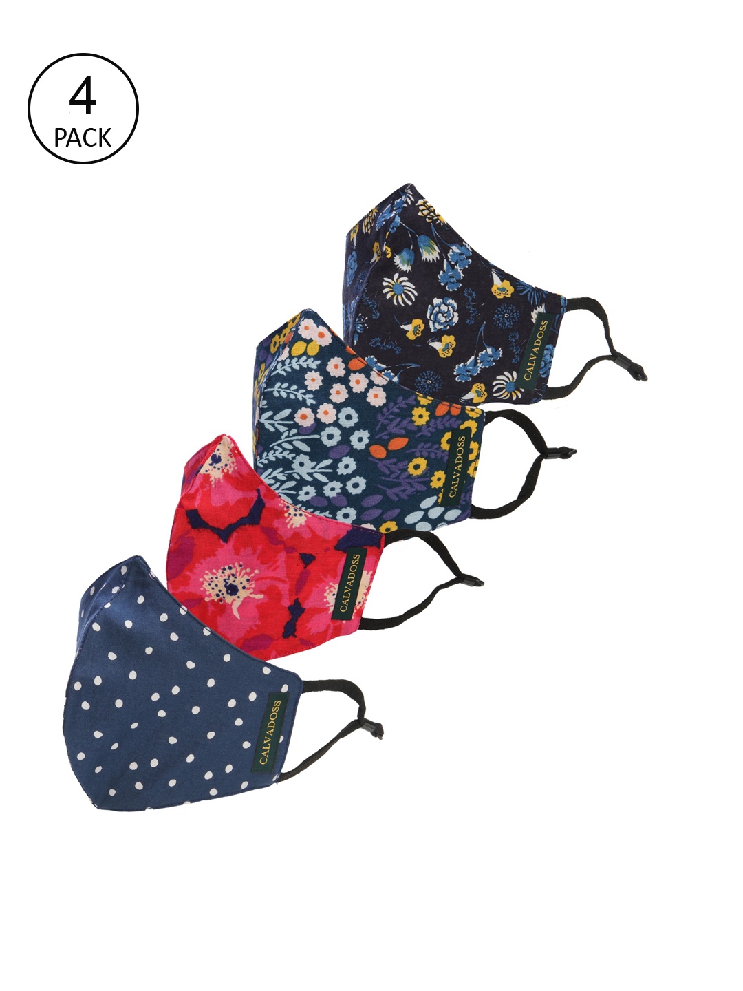 

Calvadoss Men Pack Of 4 Assorted Printed 3-Ply Reusable Cotton Cloth Mask