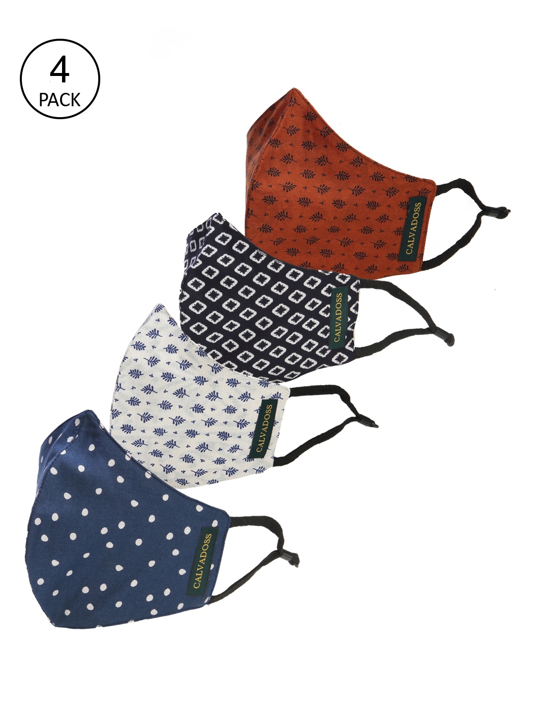 

Calvadoss Men Pack Of 4 Assorted 3-Ply Reusable Cotton Cloth Masks