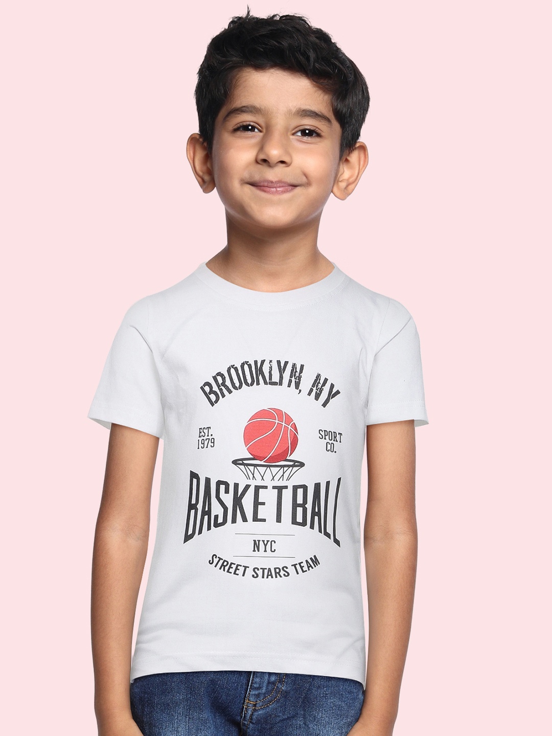 

BRATMA Kids White & Black Typography Printed Cotton T-shirt