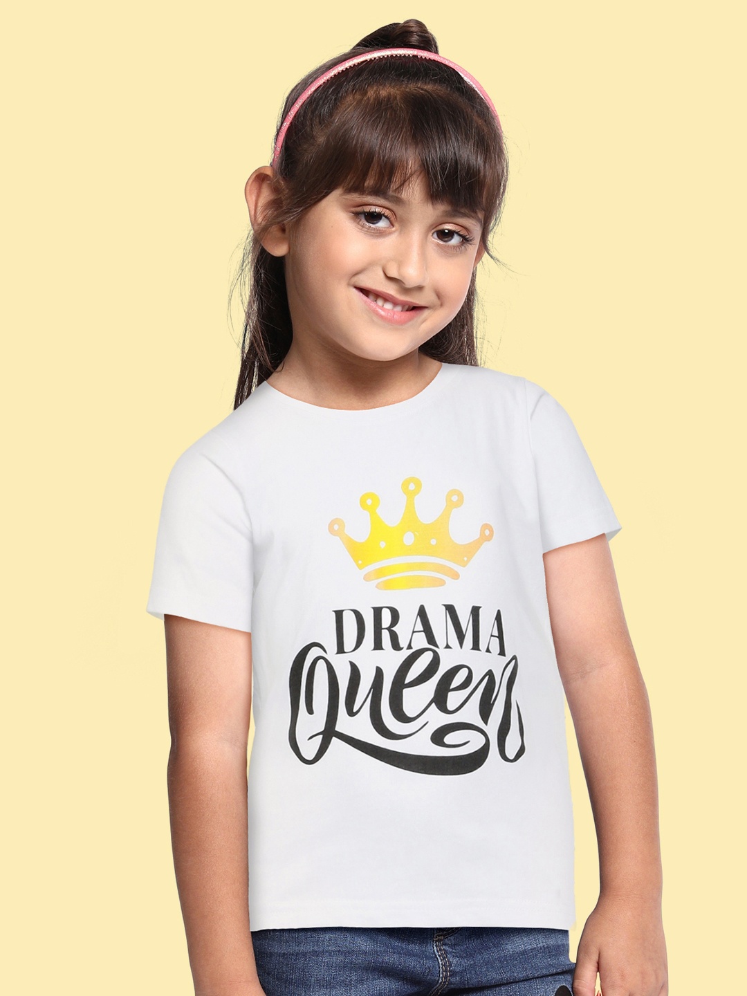 

BRATMA Kids White & Black Pure Cotton Typography Printed T-shirt