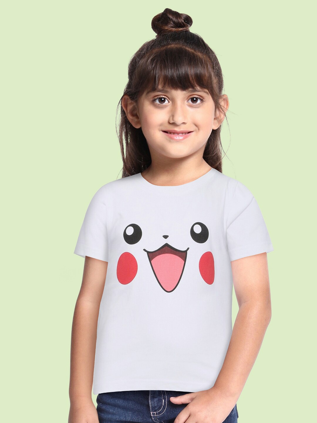 

BRATMA Kids White & Black Pure Cotton Printed T-shirt