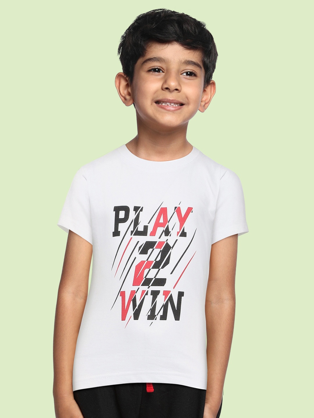 

BRATMA Kids White & Black Pure Cotton Typography Printed T-shirt