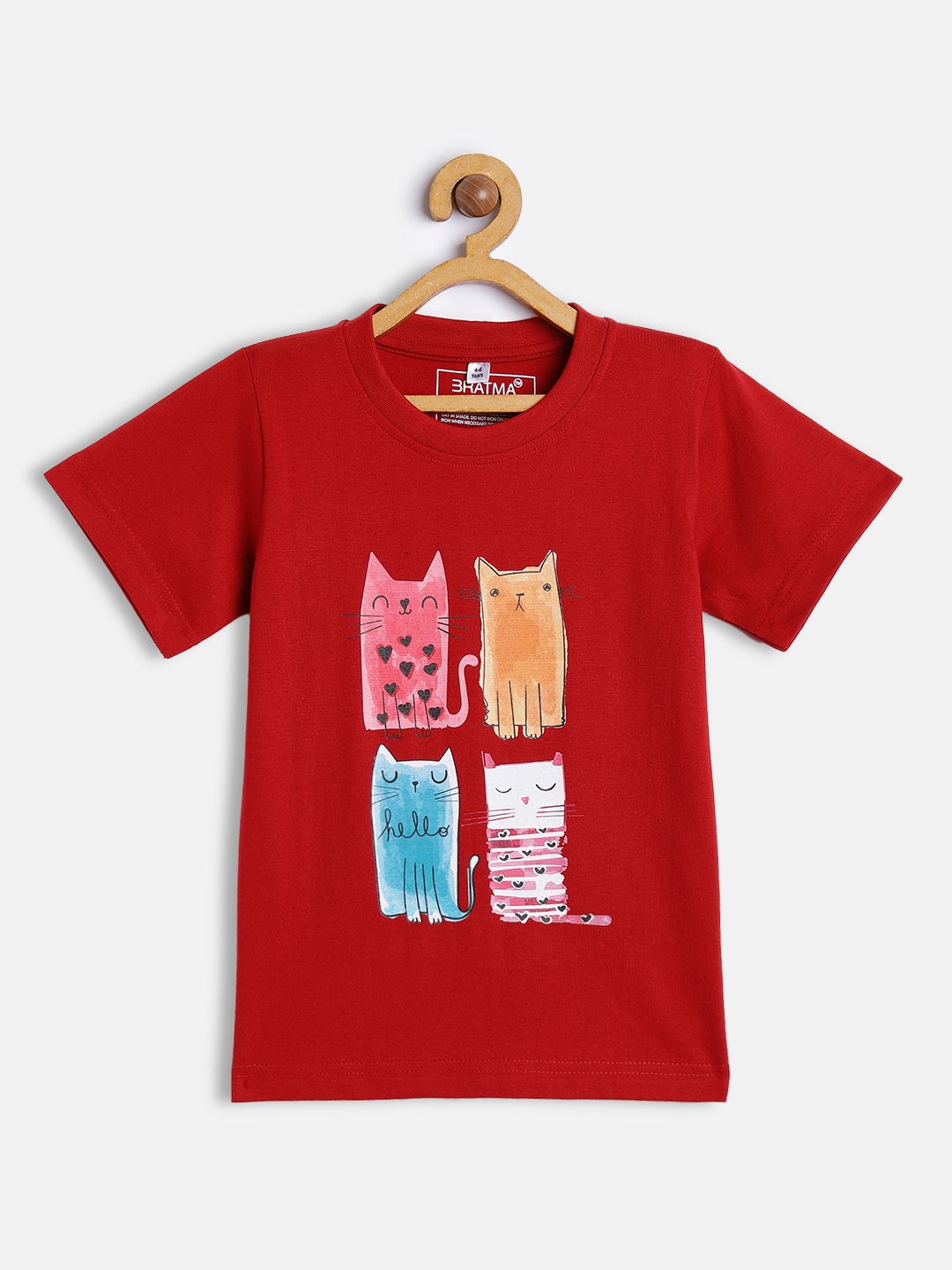 

BRATMA Kids Red & Blue Printed Cotton T-shirt