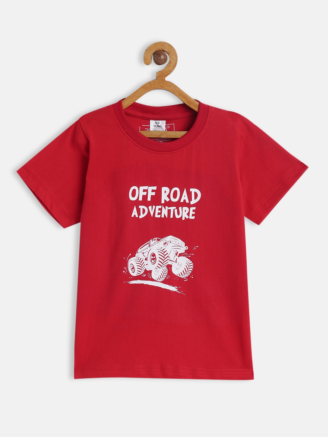 

BRATMA Kids Red & White Typography Printed Cotton T-shirt