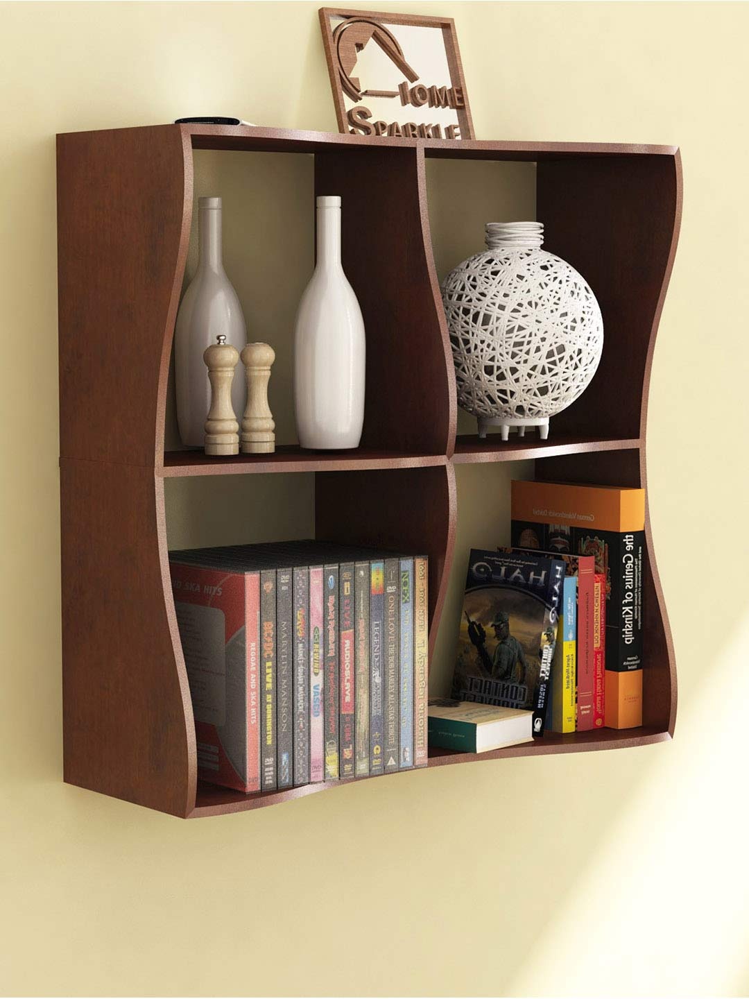 

Home Sparkle Brown Wave Wall Shelf