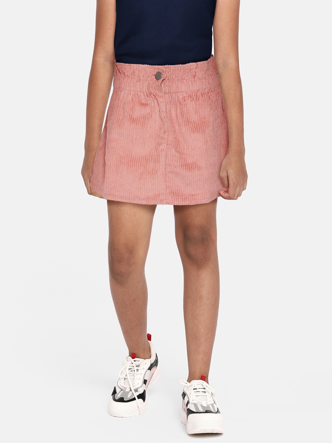 

luyk Girls Pink Pure Cotton Corduroy Skirt