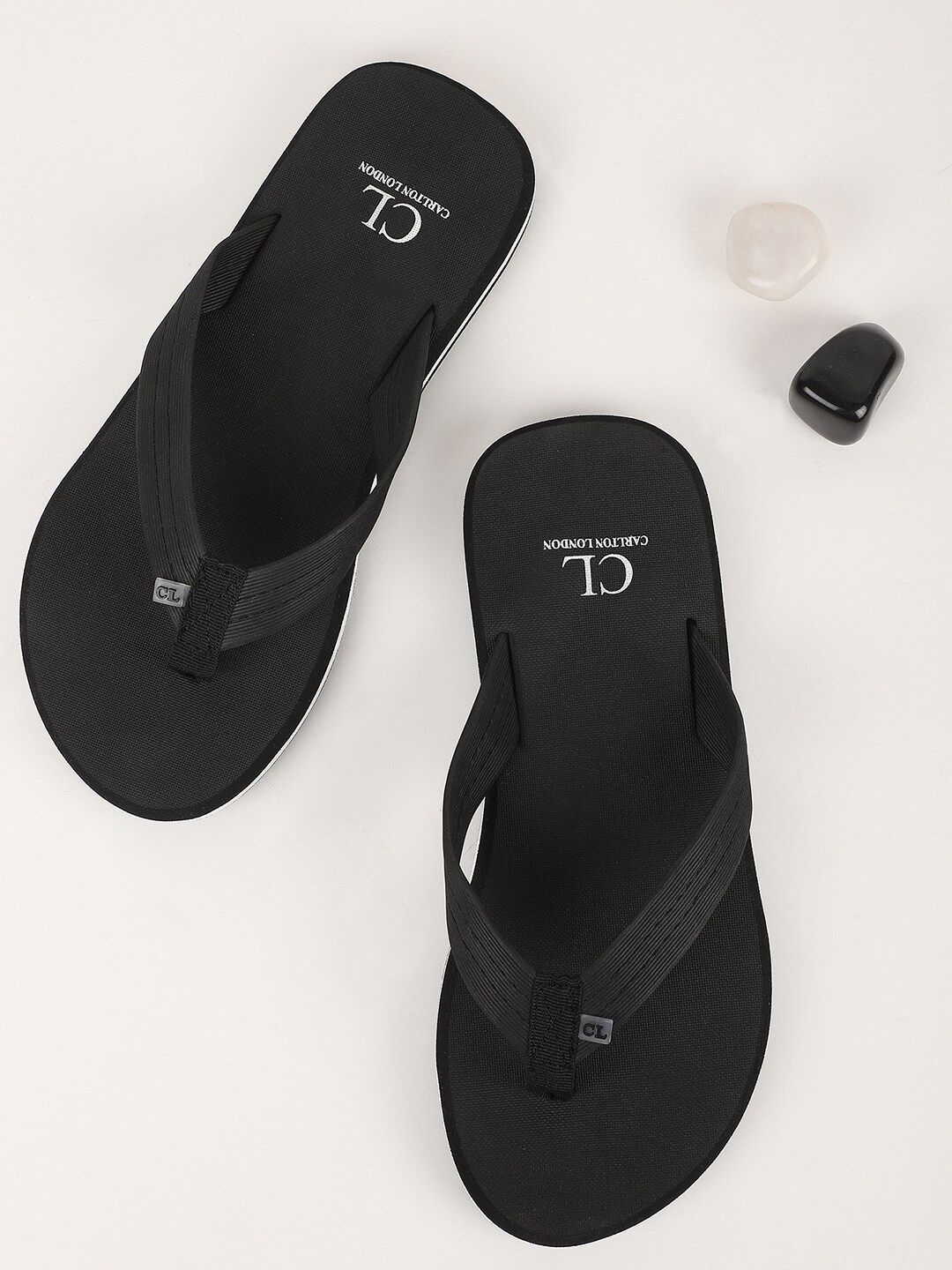 

Carlton London Men Black Thong Flip-Flops