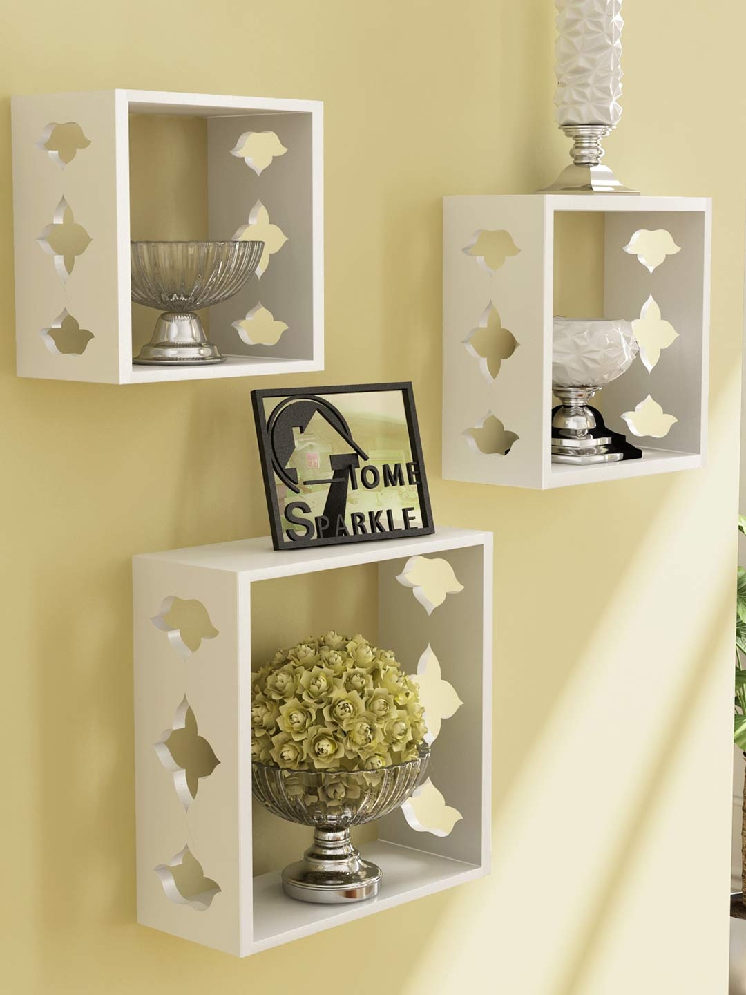 

Home Sparkle White Set of 3 Cube Wall Shelves