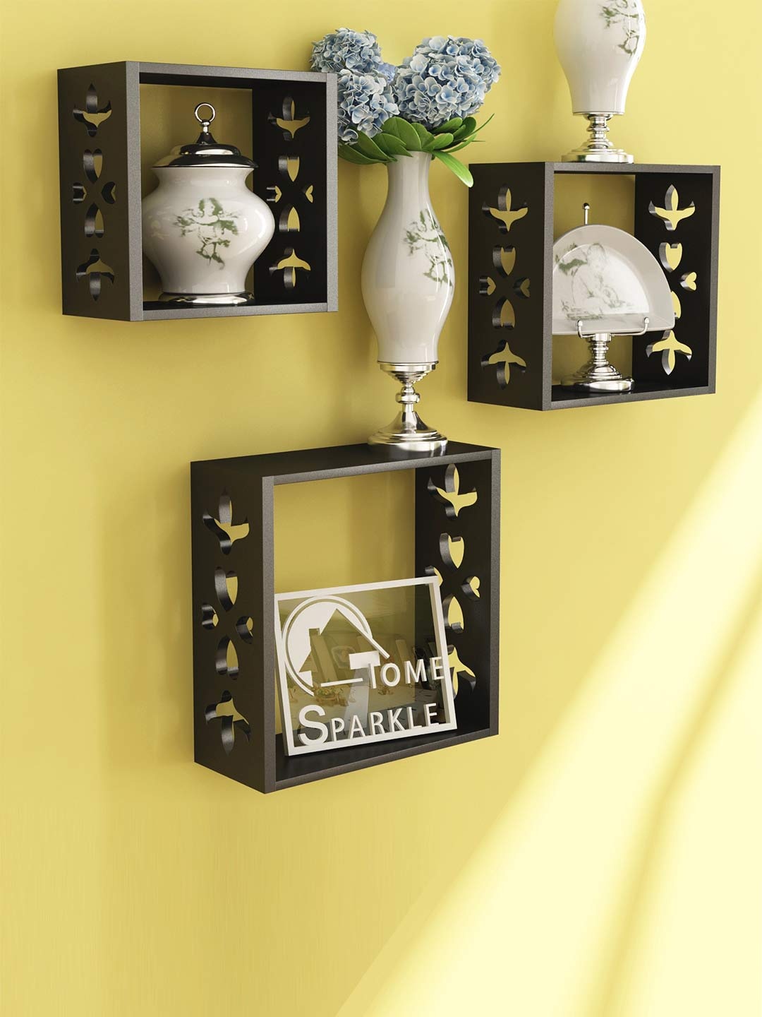 

Home Sparkle Black Set of 3 Cube Wall Shelves